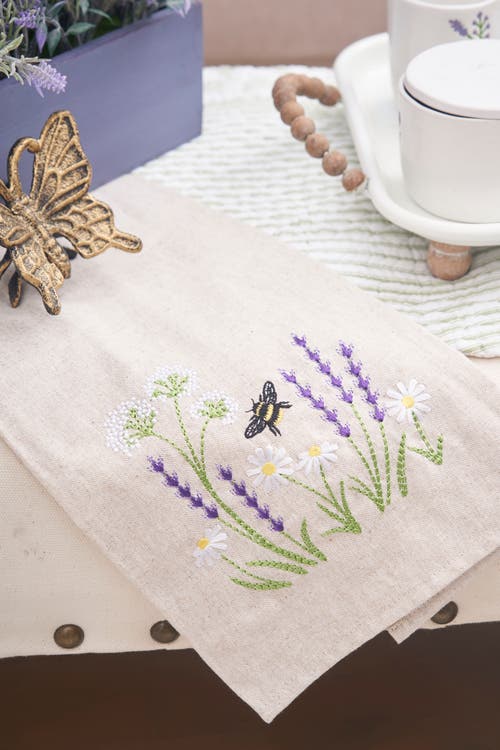 C & F Home C&f Home Lavender & Bee Garden Kitchen And Bathroom Embroidered Hand Towel In Multi