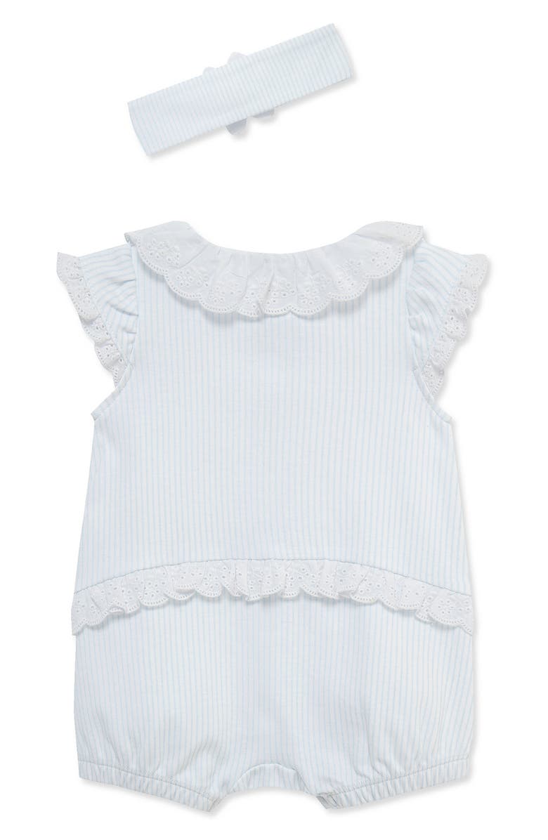 Little Me Daisies Embroidered Romper & Headband, Alternate, color, Blue