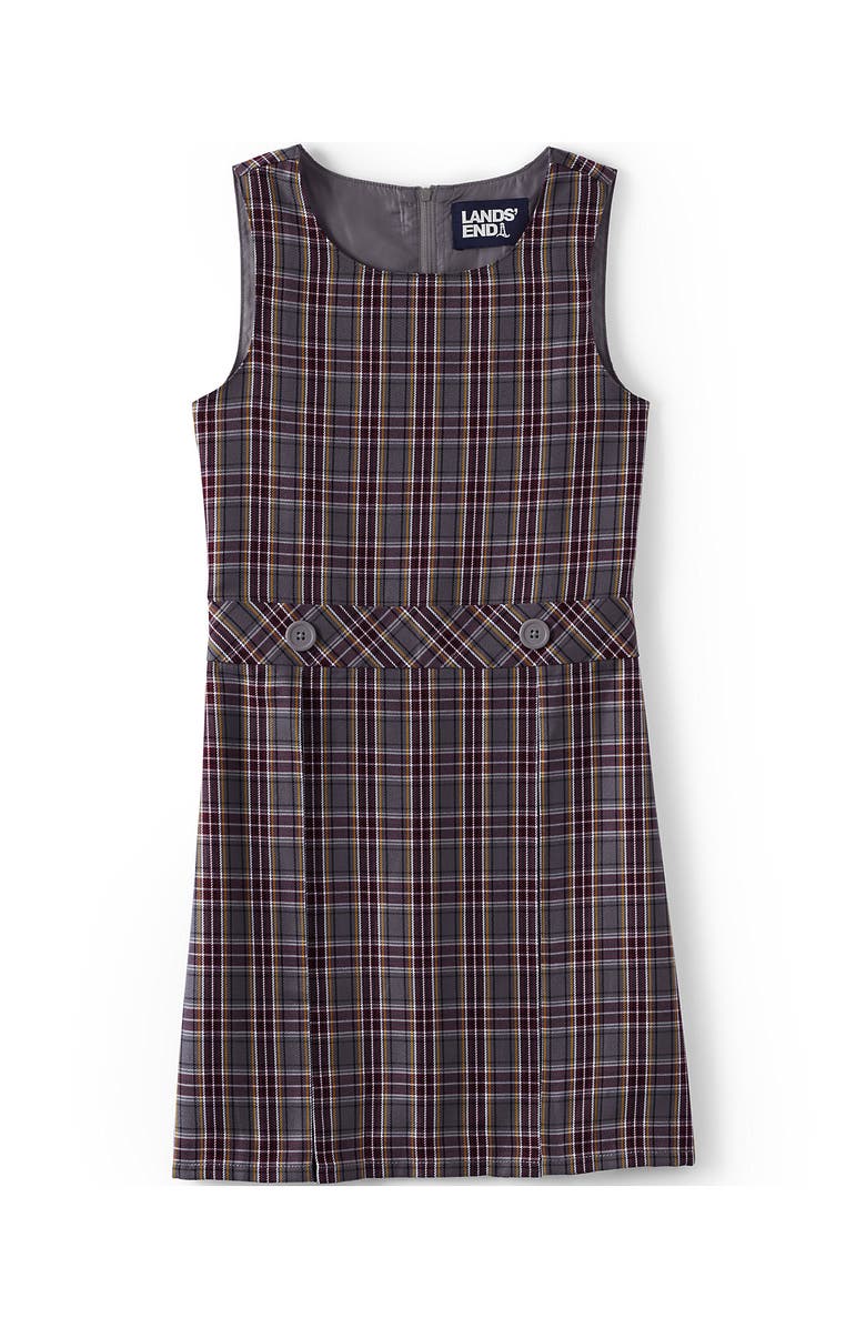 Lands' End School Uniform Girls Plus Plaid Jumper Top of Knee, Alternate, color, Gray Heather/Maroon Plaid