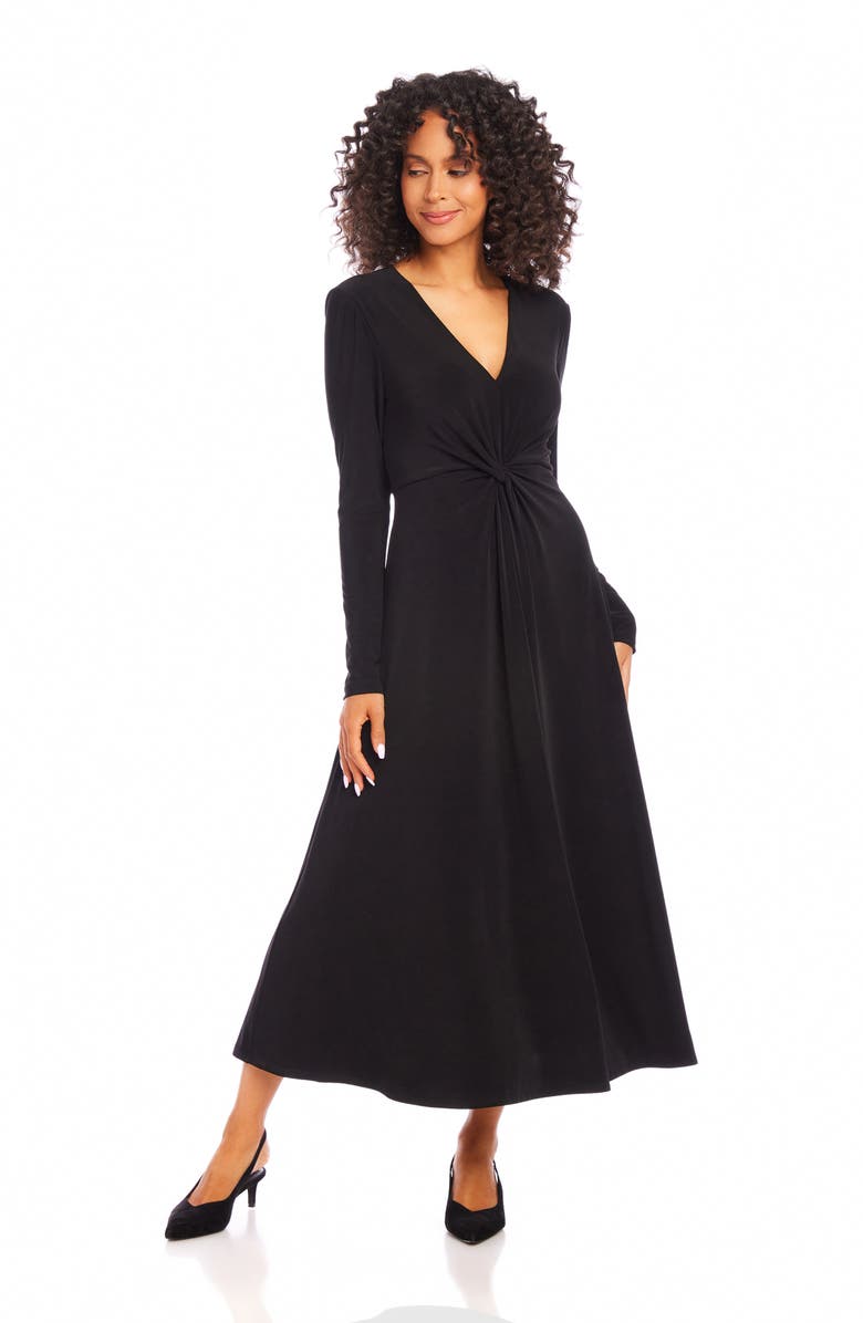 Karen Kane Monroe Travel Jersey Long Sleeve Midi Dress, Alternate, color, Black