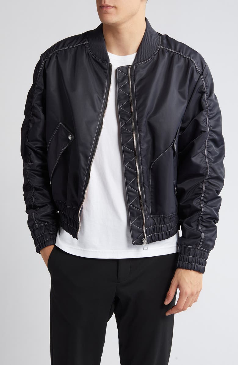 HUGO Bokly Water Repellent Bomber Jacket, Main, color, Charcoal