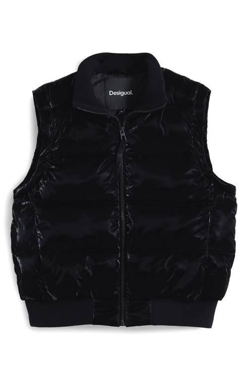 Desigual Convertible Quilted Puffer Jacket With Removable Hood In Black
