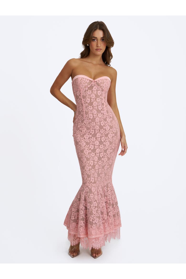 Rosalyn Lace Sweetheart Maxi Mermaid Dress, Alternate, color, Pink