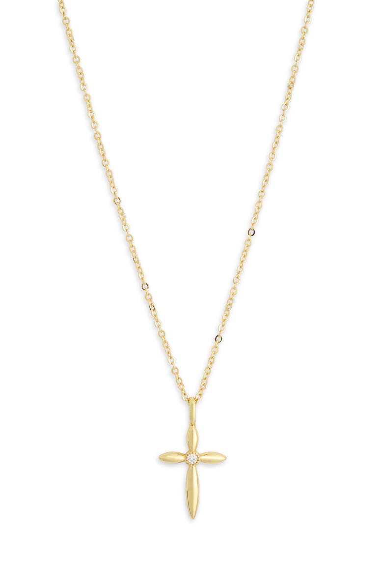 Leith Cross Pendant Necklace, Alternate, color, Clear- Gold