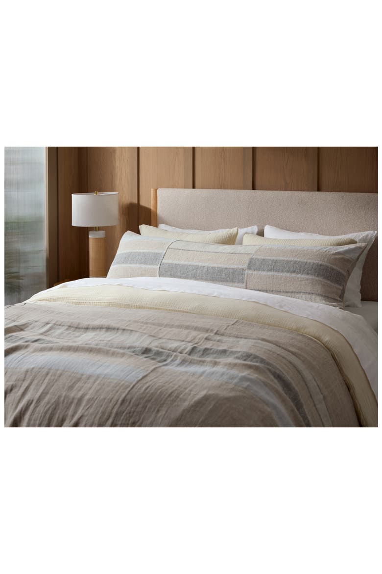 Heritage Linen Duvet Cover, Alternate, color, NATURAL STRIPE COOL