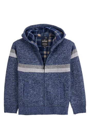 X-ray Xray Kids' Stripe Full Zip Hoodie In Blue