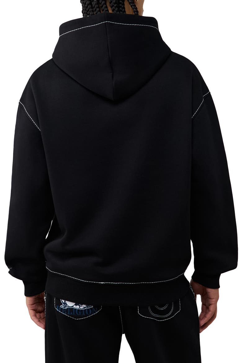 True No. 1 Big T Graphic Hoodie, Alternate, color, JET BLACK