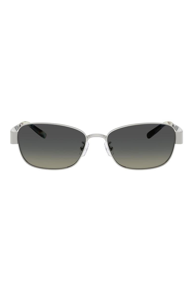 55mm Gradient Polarized Rectangular Sunglasses, Main, color, SILVER / GREY GRADIENT