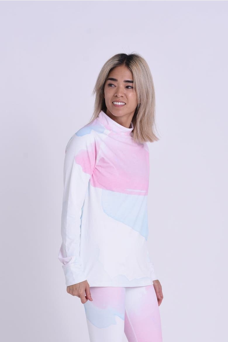 Watercolour Womens Baselayer Top, Alternate, color, Pink, Multicolor
