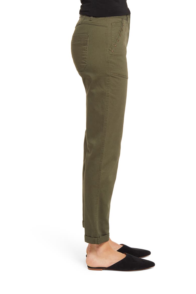 Ab-Solution High Waist Studded Utility Pants (Nordstrom Exclusive), Alternate, color, CAPER