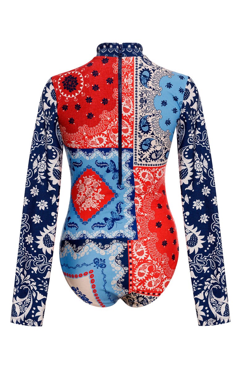 Agua Bendita Mei Atma Long Sleeve One-Piece Swimsuit, Alternate, color, Blue Multi