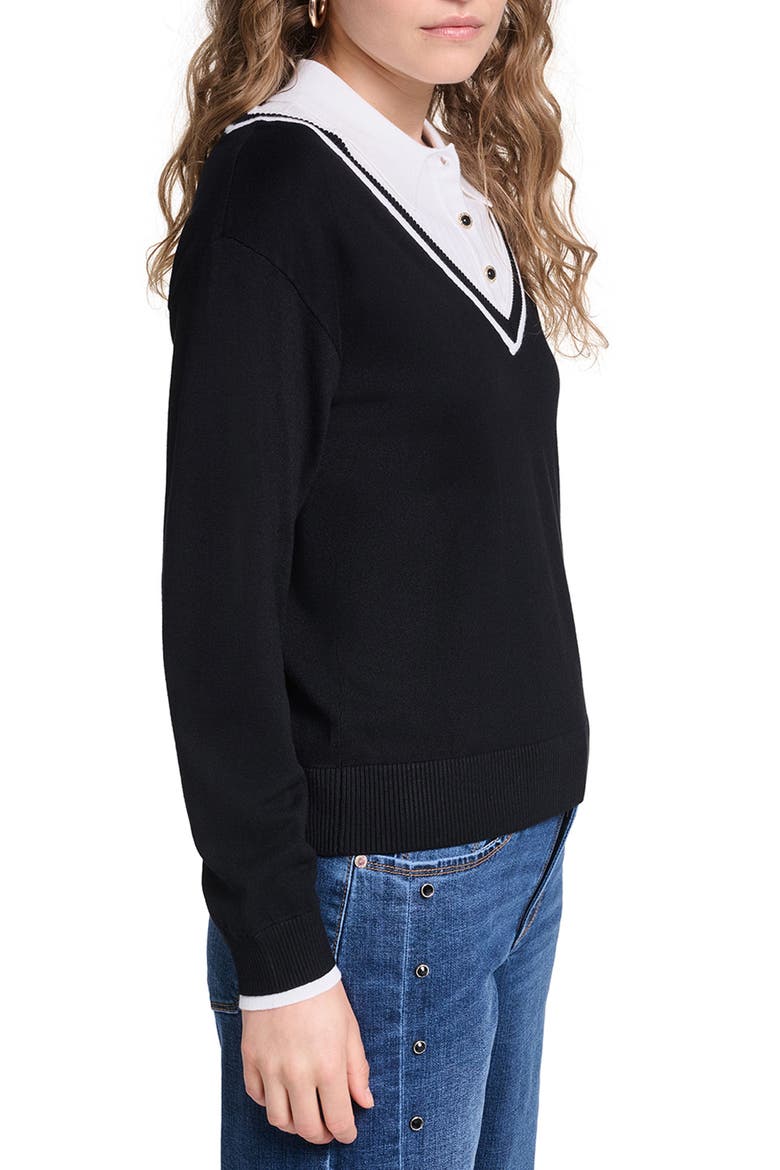 Eiffel Tower Twofer Sweater, Alternate, color, BLACK/ SOFT WHITE