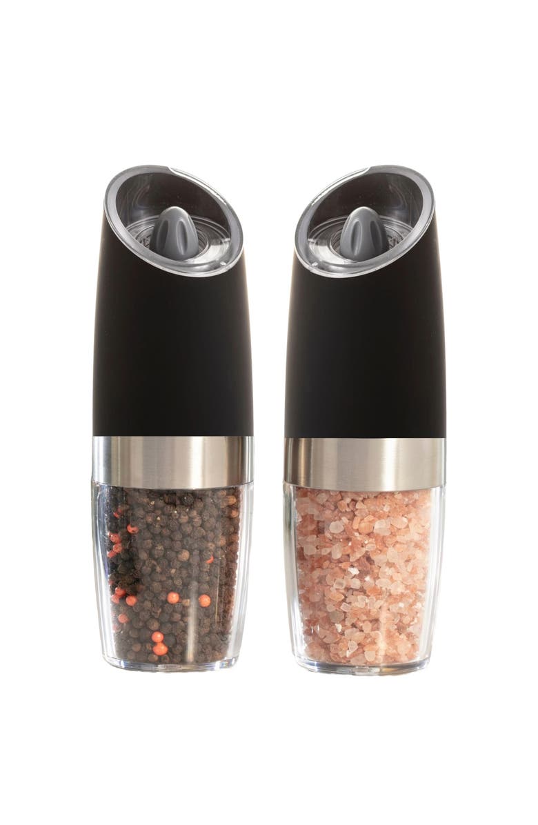 Luminuxe Gravity Adjustable Ceramic Electric Salt Pepper Grinder Set, Main, color, Black