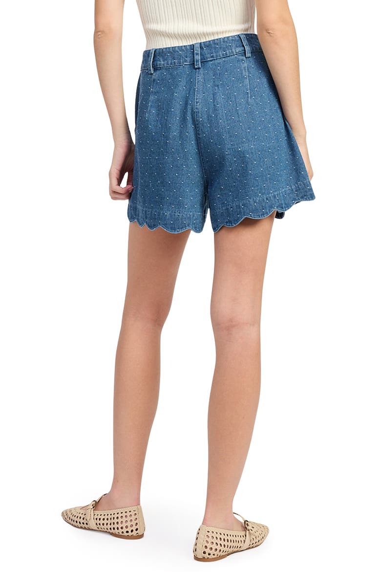 Heidi Scallop Hem Embroidered Jeans Shorts, Alternate, color, MEDIUM WASH DENIM
