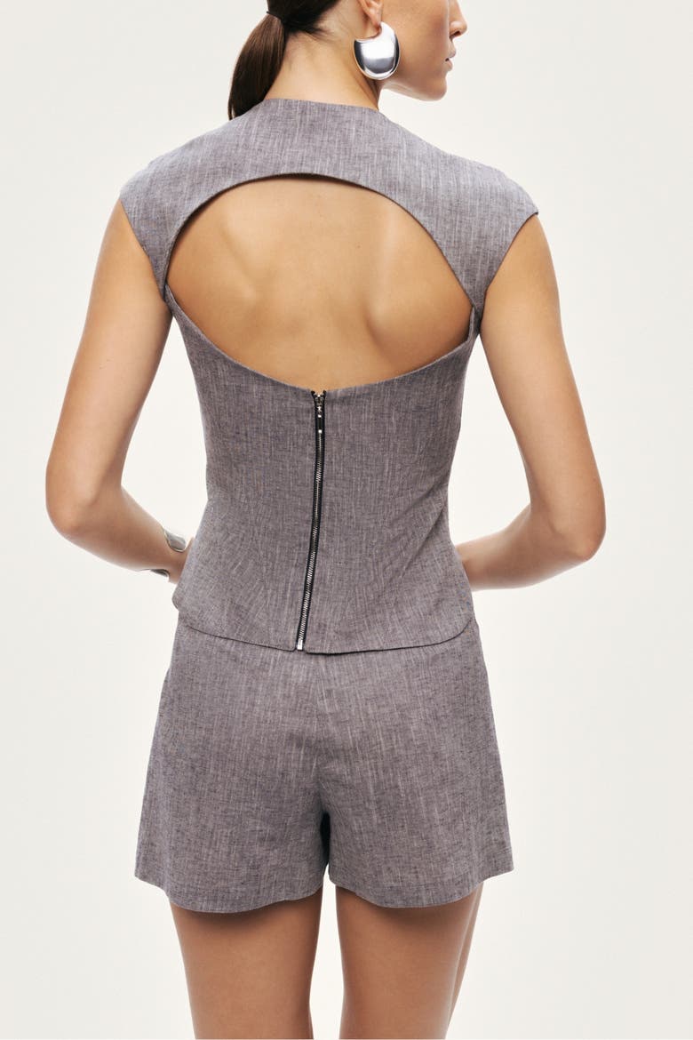 Open-Back Tailored Top, Alternate, color, Grey