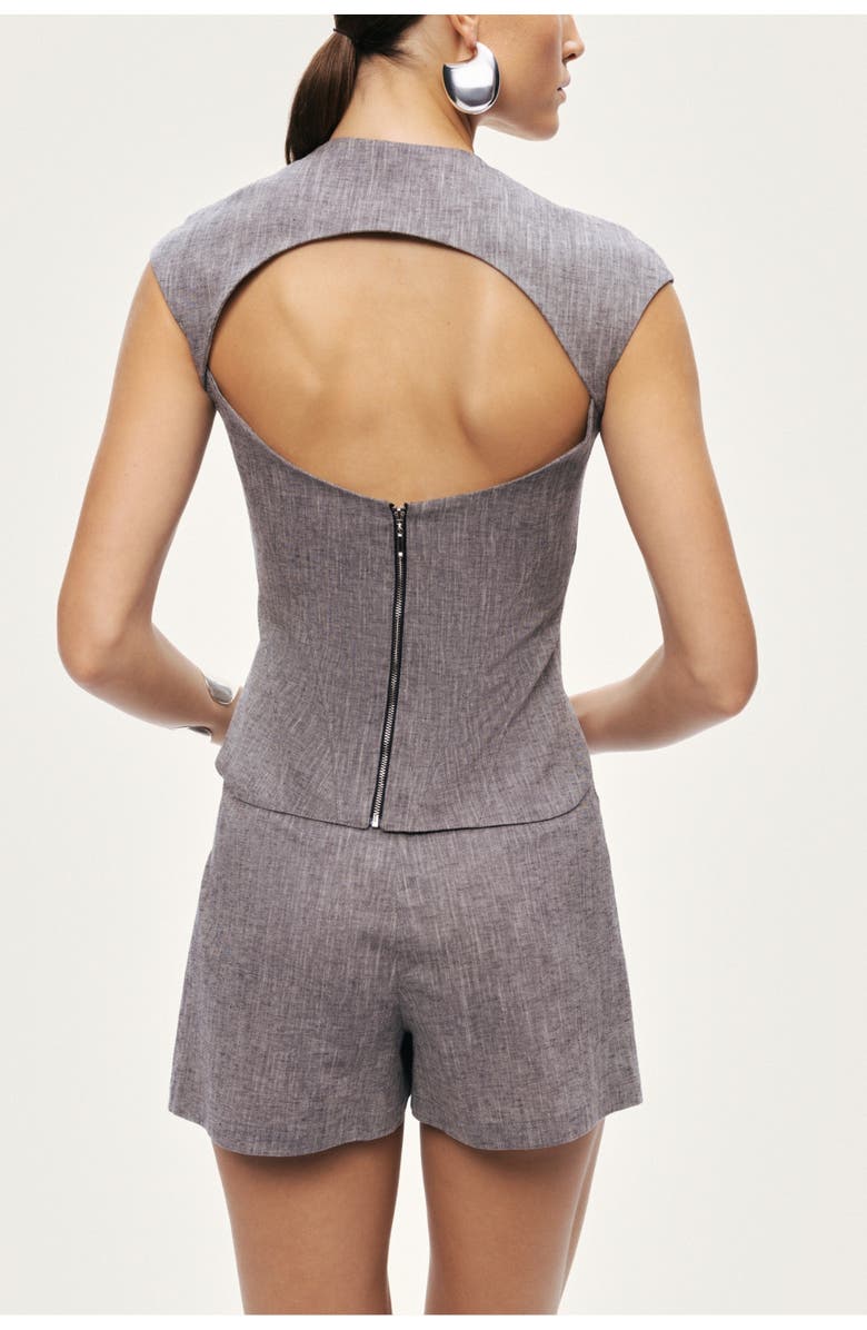 Nocturne Open-Back Tailored Top, Alternate, color, Grey