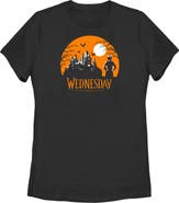 WEDNESDAY Women's Wednesday Halloween Haunted House Graphic T-Shirt