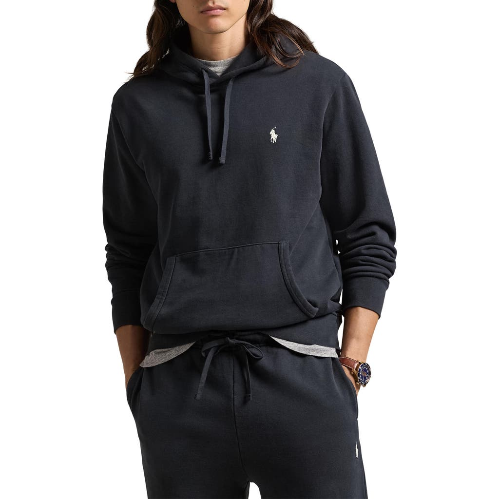 Polo Ralph Lauren Loopback Cotton Fleece Hoodie In Black