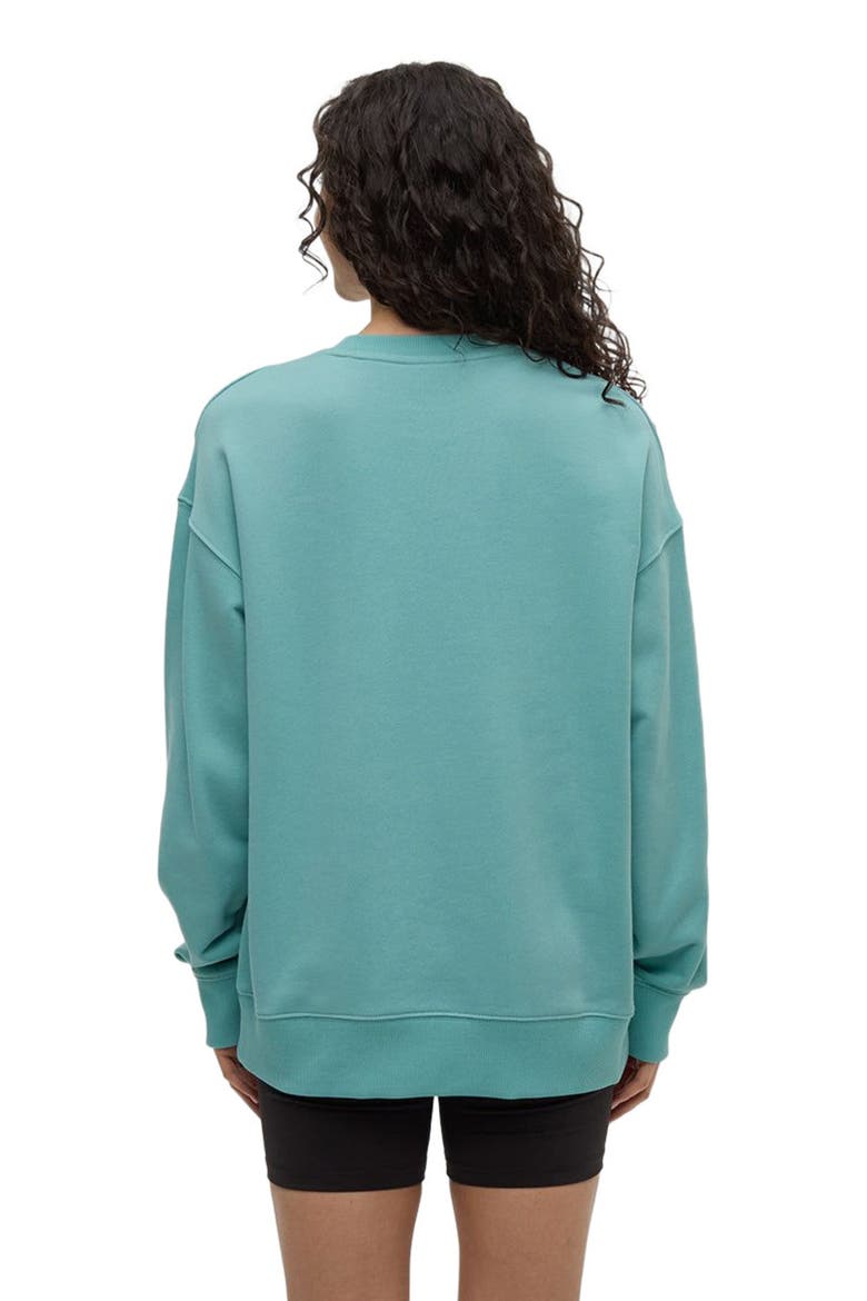 Haiti Embroidery Relaxed Crew, Alternate, color, Turquoise Sky/White
