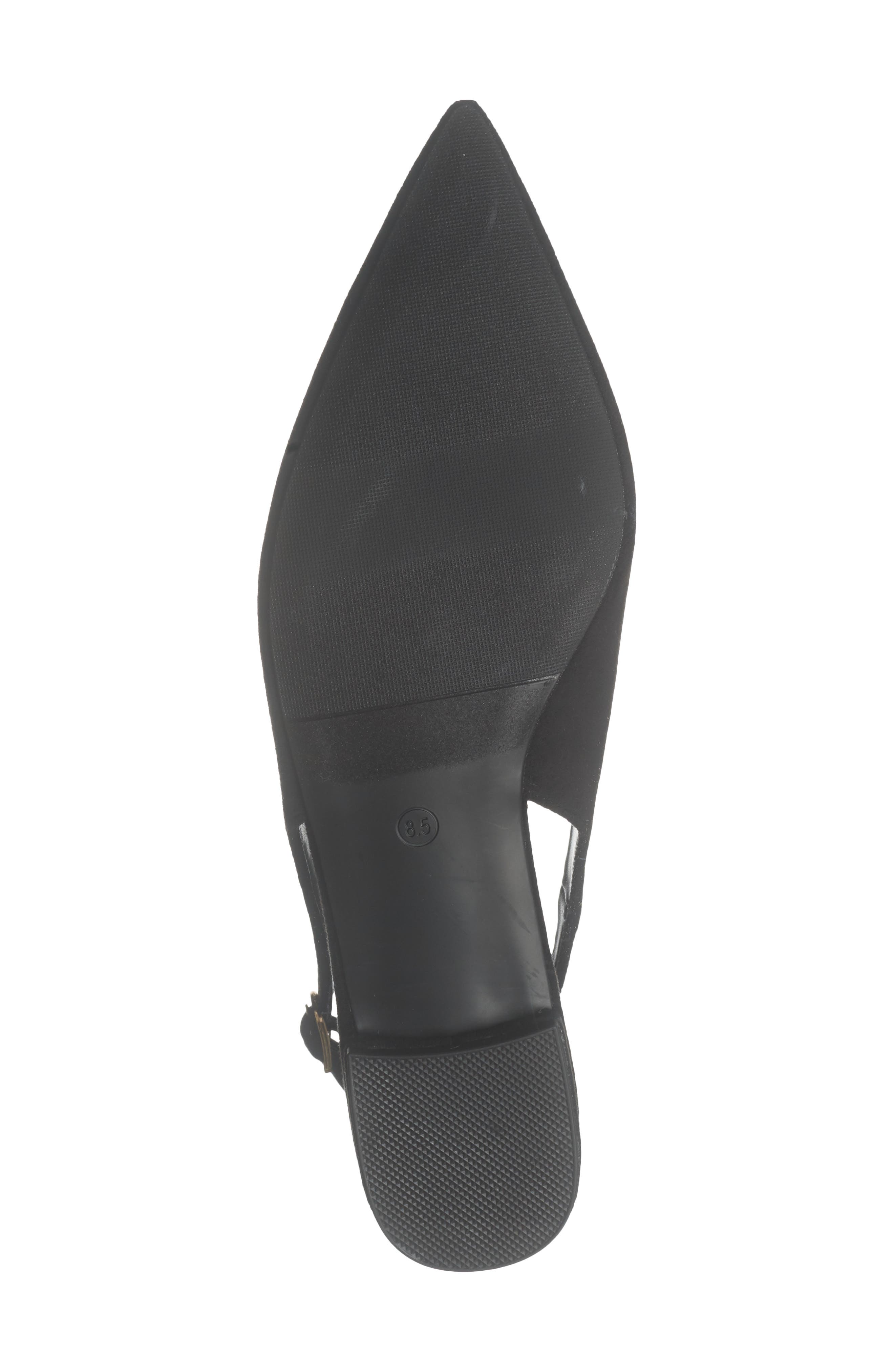 Empress Pointed Toe Slingback Flat, Alternate, color, BLACK FAUX SUEDE