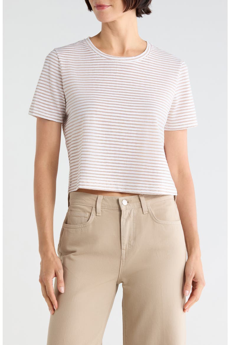 Donna Cropped T-Shirt, Main, color, WHITE/RYE STRIPE