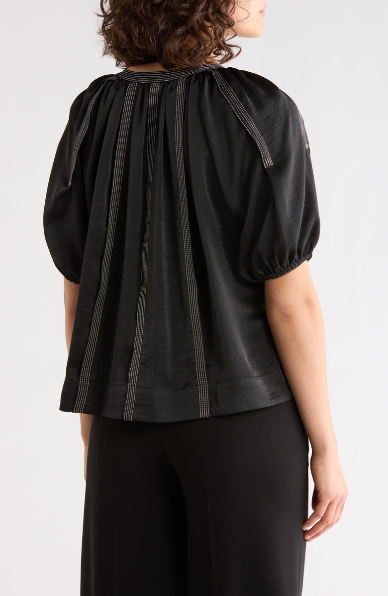 DKNY Contrast Stitch Top, Alternate, color, Black
