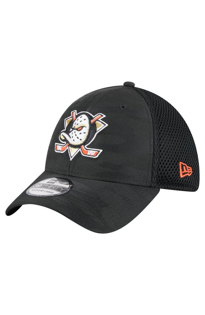 New Era Men's New Era  Black Anaheim Ducks Active Subtle Camo 39THIRTY Flex Hat, Main, color, Black