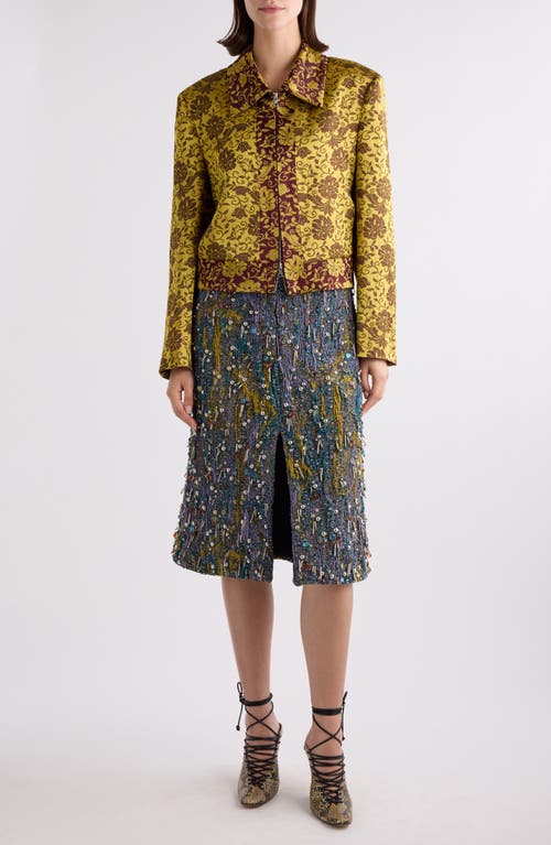 Dries Van Noten Shera Embellished Midi Skirt In Yellow
