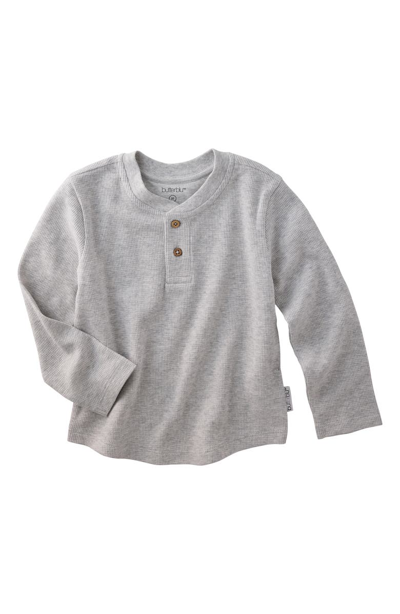 BUTTERBLU Payton Assorted 5-Pack Long Sleeve Organic Cotton Waffle Henley T-Shirts, Alternate, color, Stone
