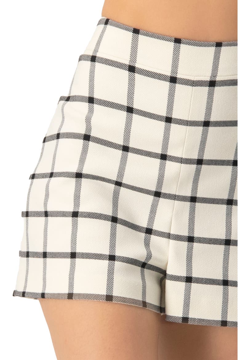 Check High-Waisted Tailored Shorts, Alternate, color, Natural