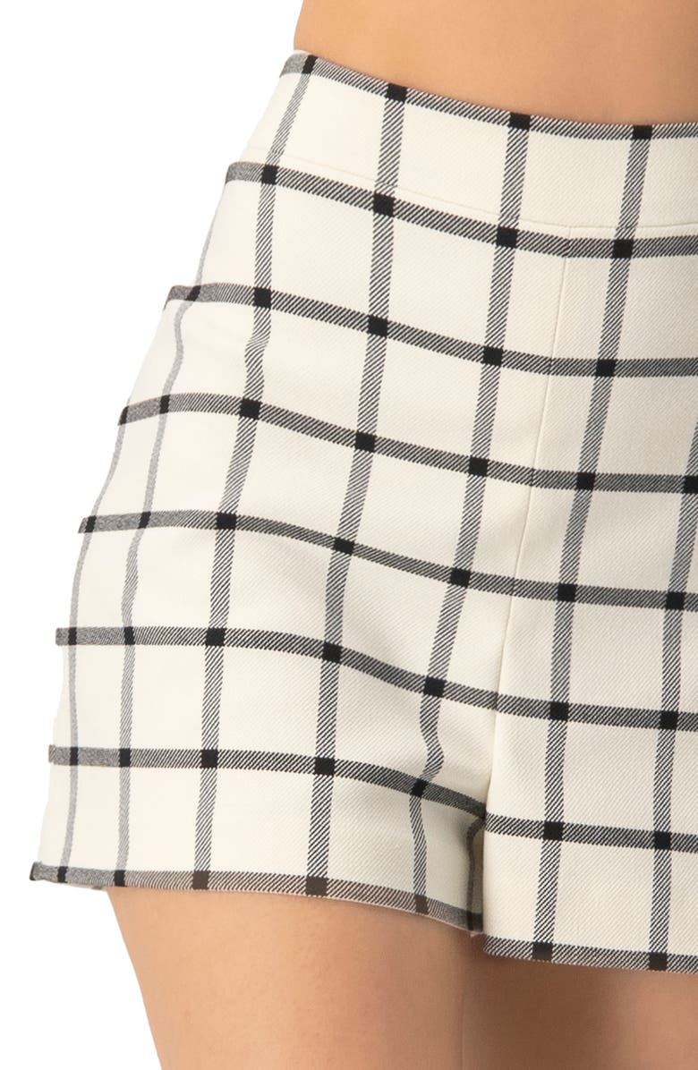 IVONNE Check High-Waisted Tailored Shorts, Alternate, color, Natural