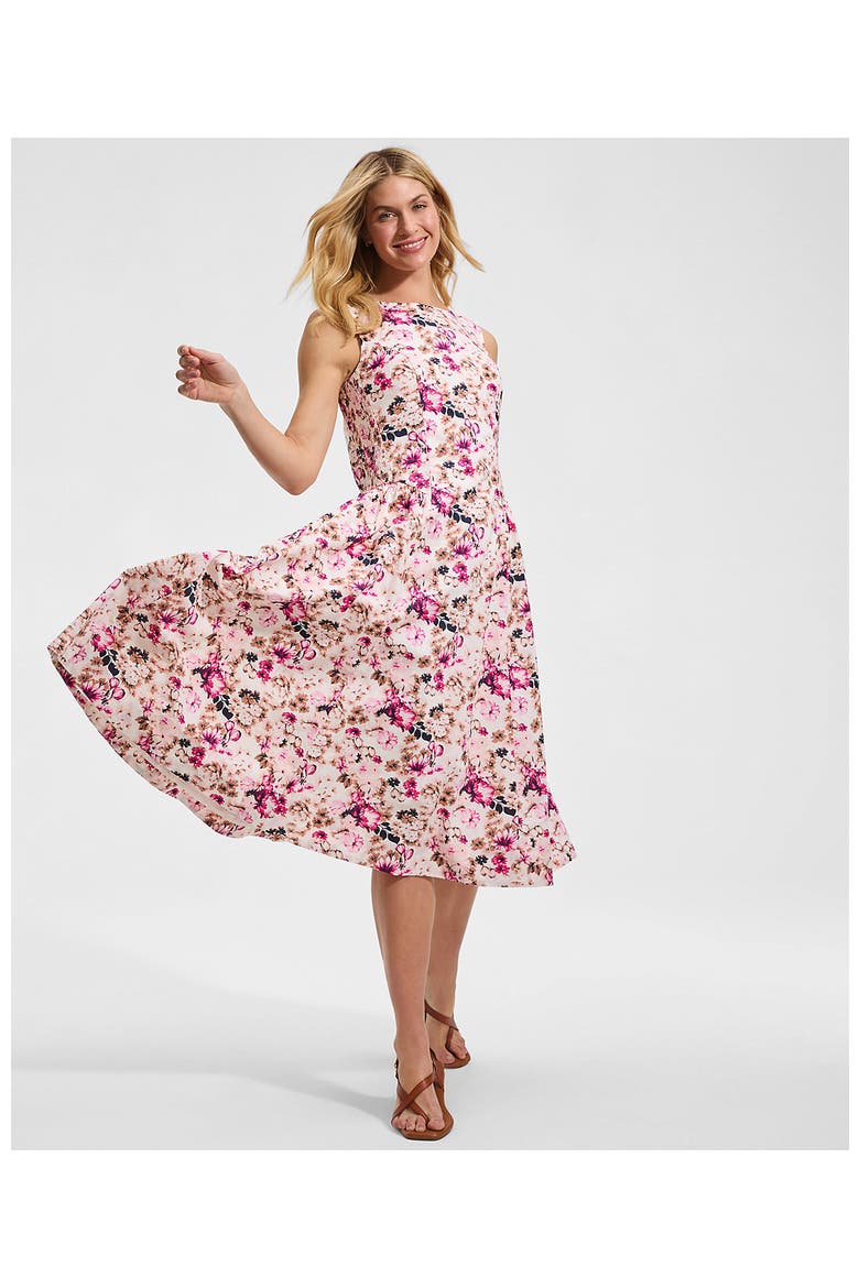Poplin Boatneck Midi Dress, Alternate, color, Ivory/Soft Blush Blooms