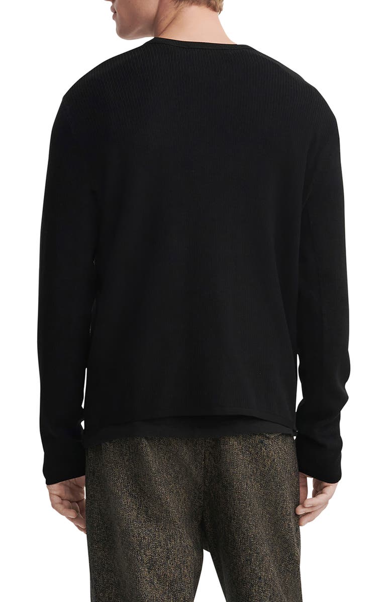 rag & bone Harvey Crewneck Cotton Blend Sweater, Alternate, color, Blk/Blk