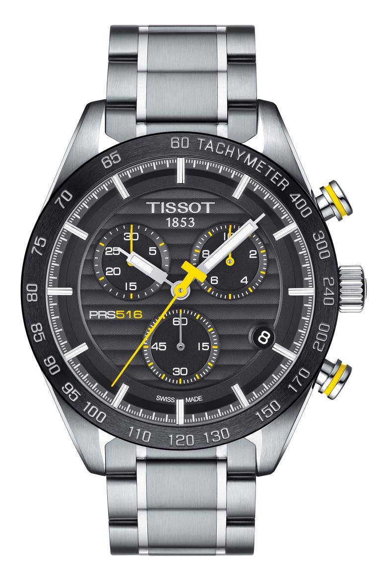 PRS516 Chronograph Bracelet Watch, 42mm, Main, color, SILVER/ BLACK