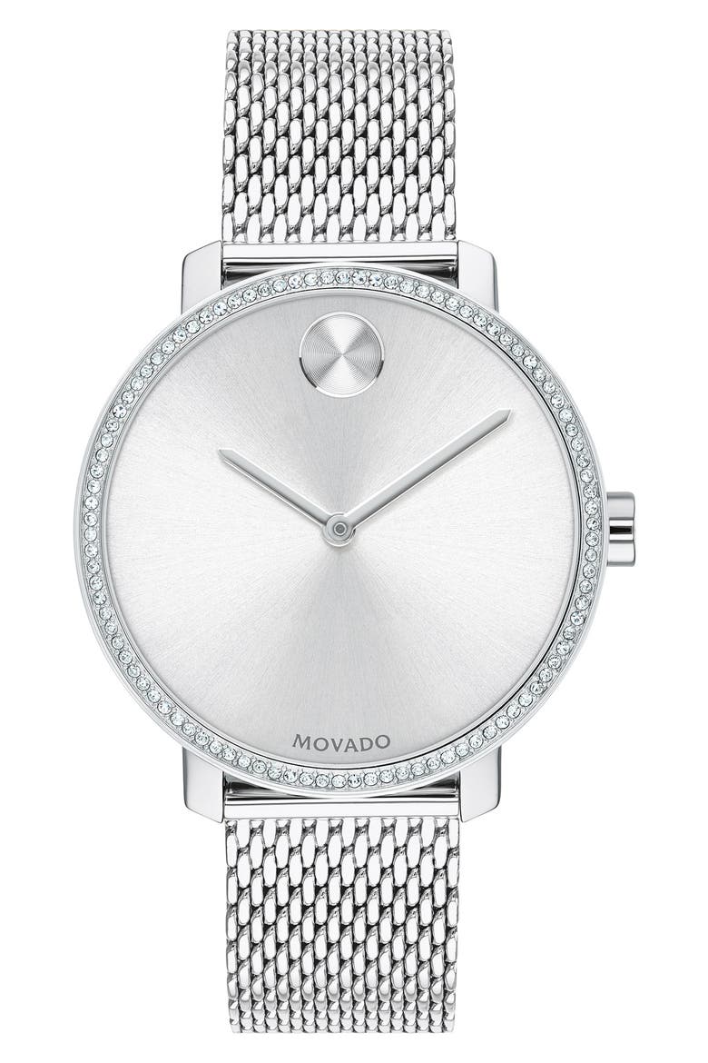Bold Mesh Strap Watch, 34mm, Main, color, SILVER