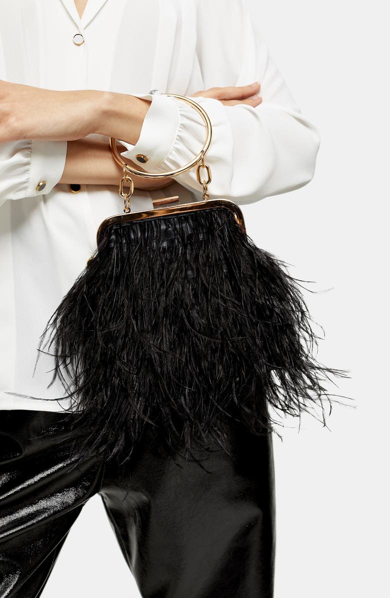 Topshop Frosty Feather Handbag, Alternate, color,