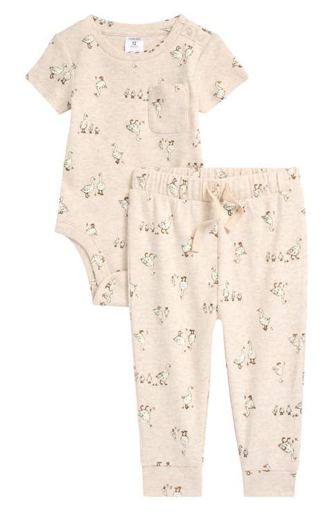 Patterned Cotton Romper & Joggers Set (Baby)