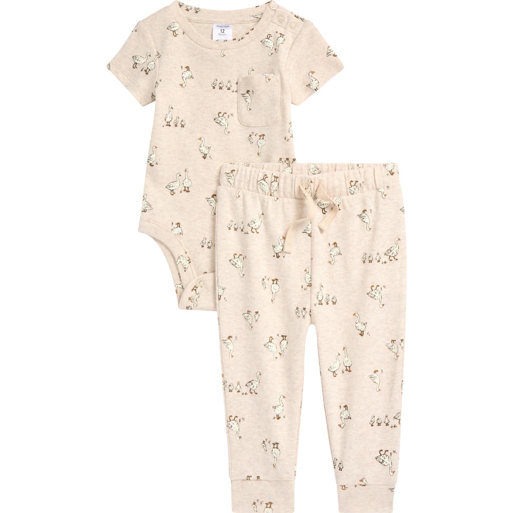 NORDSTROM NORDSTROM PATTERNED COTTON ROMPER & JOGGERS SET