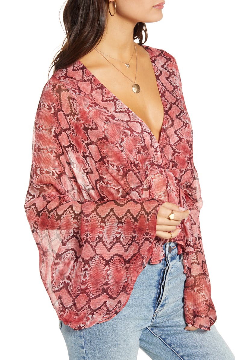 Band of Gypsies Vacancies Snake Print Top, Alternate, color, 
