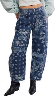 Free People Print Barrel Leg Jeans