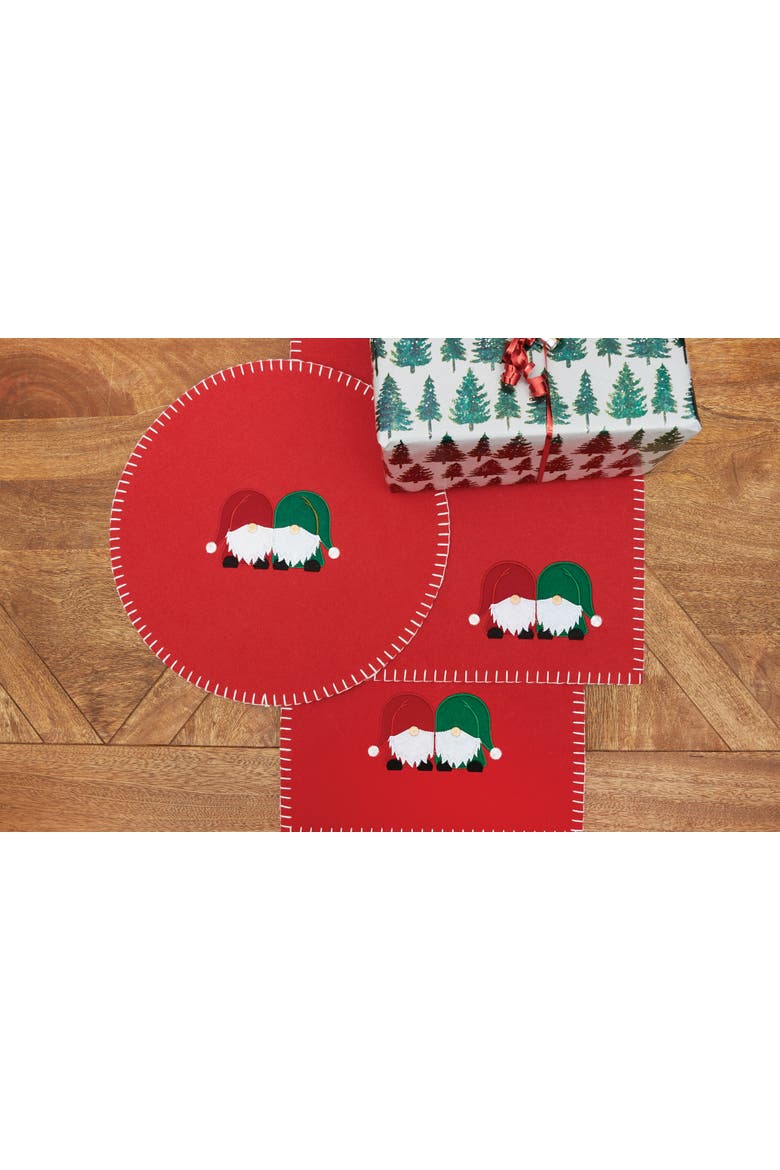 Naughty Or Nice Gnome Felt Placemats Set of 6, 12" x 18", Alternate, color, Red