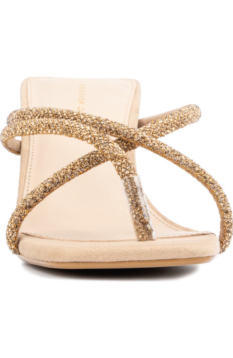 Fashion to Figure Nikita Pavé Crystal Slide Sandal - Wide Width, Alternate, color, Nude