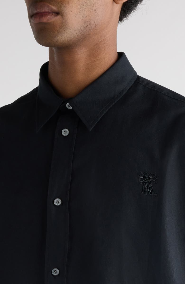 Acne Studios Oversize Solid Black Cotton Button-Up Shirt, Alternate, color, Black