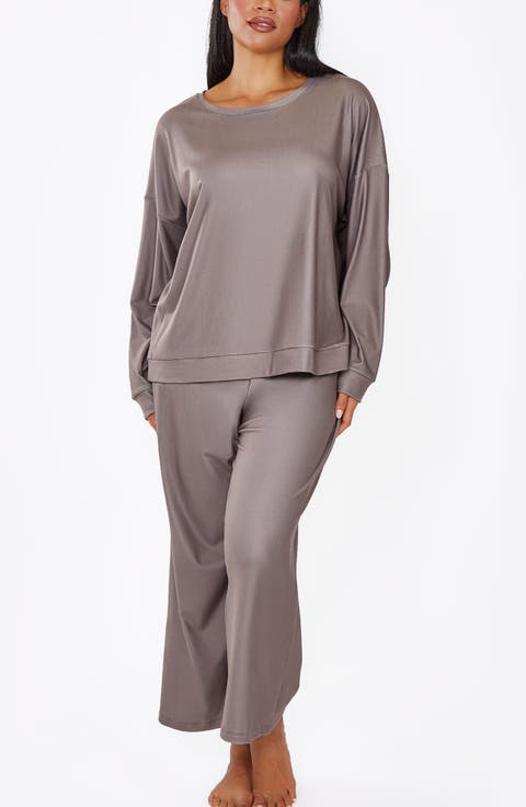 Premium Knit Sweatshirt and Wide-Leg Pants Set