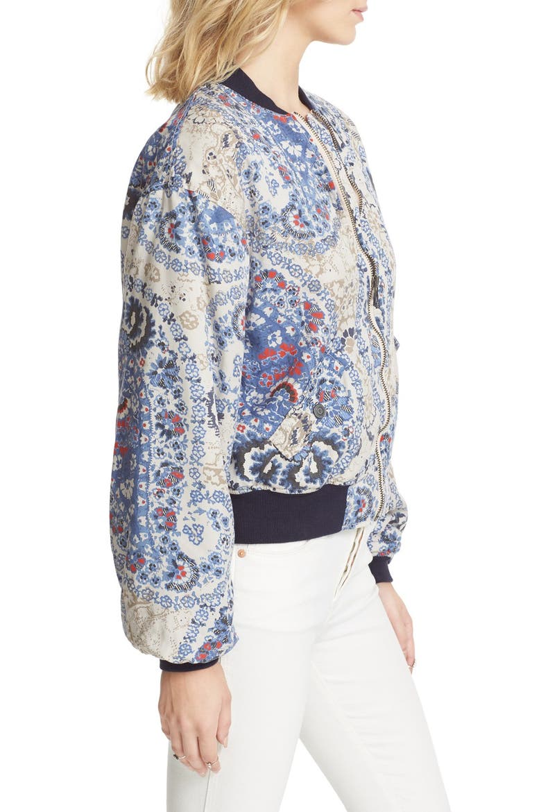 Print Bomber Jacket, Alternate, color, NAVY
