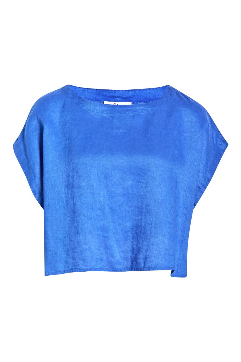Cropped Linen Cover-Up Top, Alternate, color, SAPPHIRE BLUE