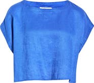 Elan Cropped Linen Cover-Up Top