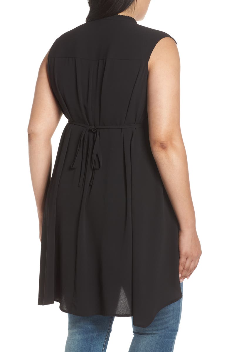 Vince Camuto Split Neck High/Low Blouse, Alternate, color, 