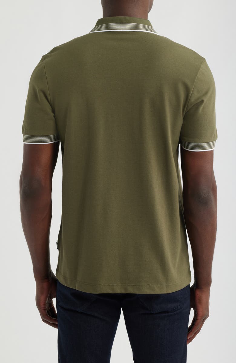 BOSS Paras Quarter Zip Cotton Polo, Alternate, color, Olive Green
