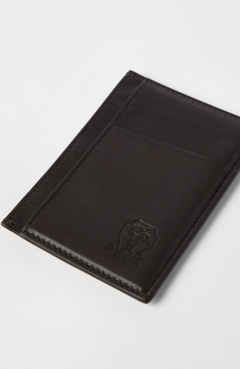 Brunello Cucinelli Calfskin card case, Alternate, color, Rust Brown